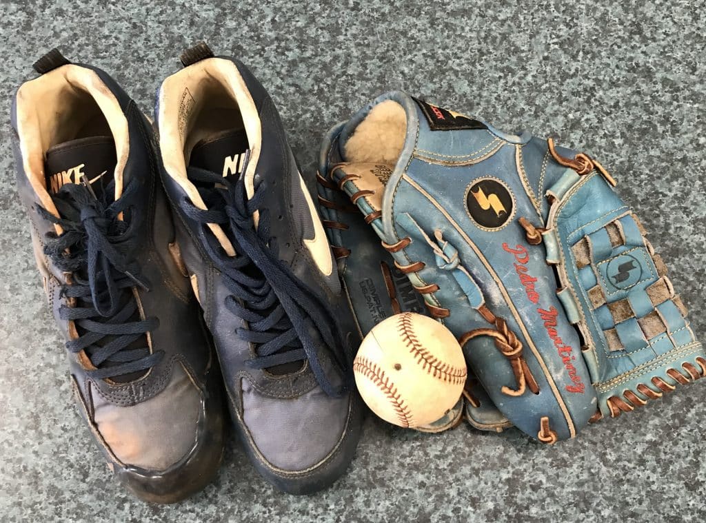 Pedro Martinez cleats, glove, ball from Montreal Expos days